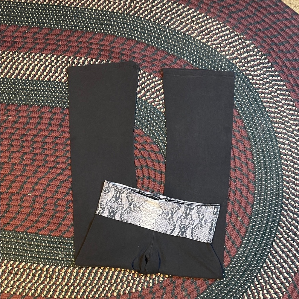 Y2K Fold over‎ Snakeskin Black Yoga Pants Leggings Size Small